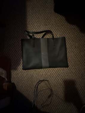 Vince Camuto Black Pebbled Leather Tote Bag